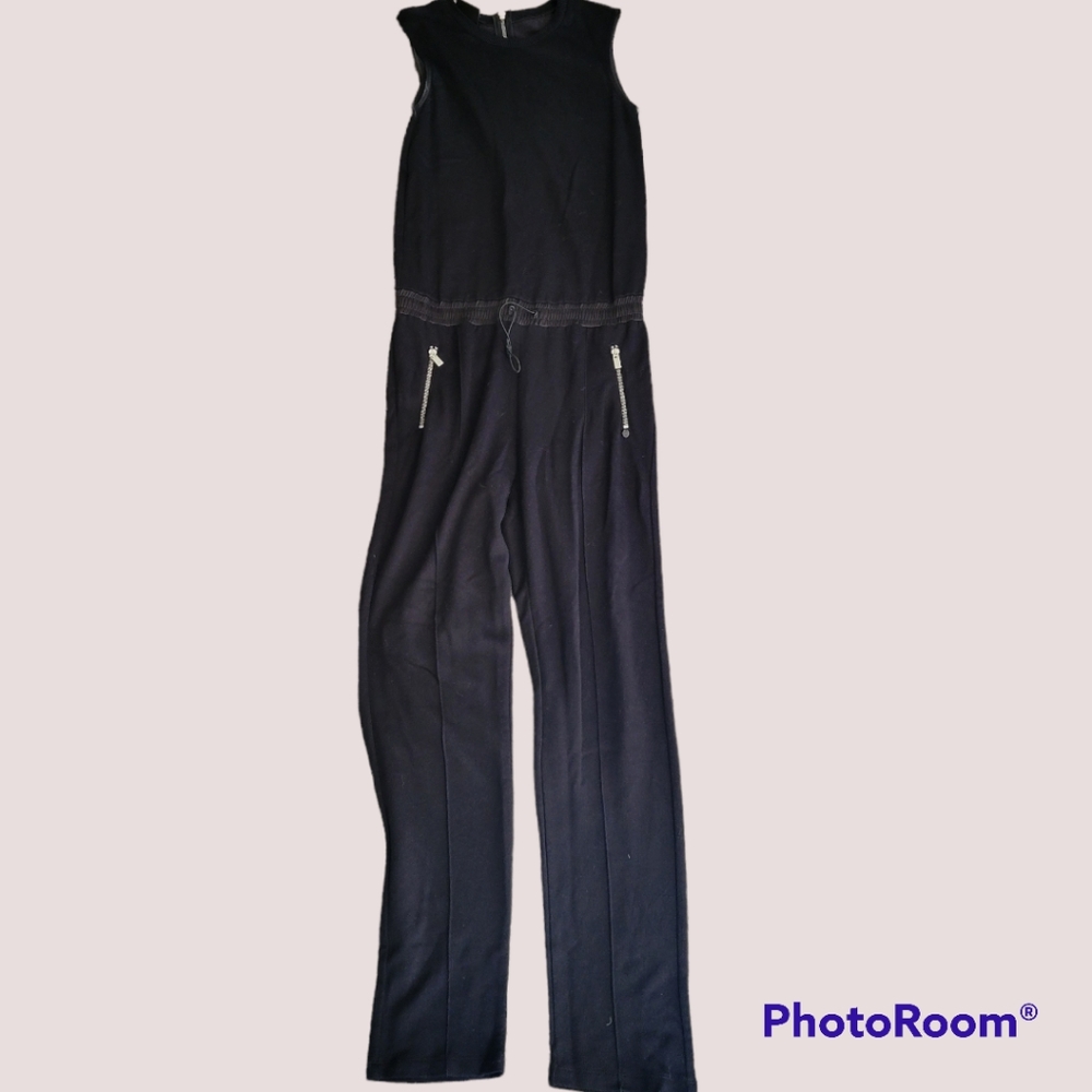 Scotch & Soda Black Sleeveless Drawstring Jumpsuit with Zip Details